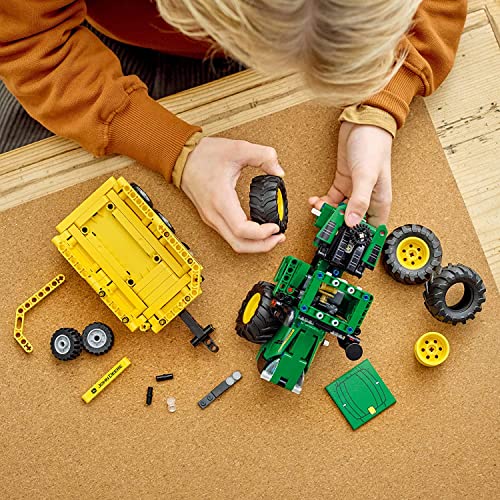 Image of Lego 42136 Technic Tractor Model Building Kit; A Project Designed for Kids Who Love Tractor Toys; Complete with Tipping Trailer; for Ages 8+ (390 Pieces)