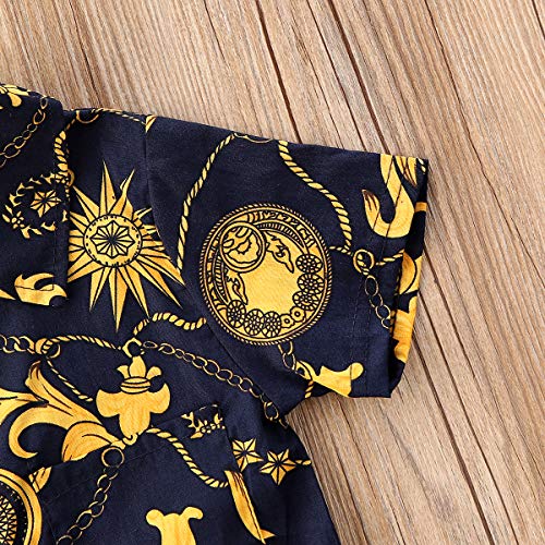 Qwep Toddler Baby Boys Summer Shorts Set Floral Outfits Button Down Shirt Top Bermuda Shorts Hawaiian Clothes 2 Pcs (01 Floral Boys Shorts Yellow Totem, 1-2T) #TOP5