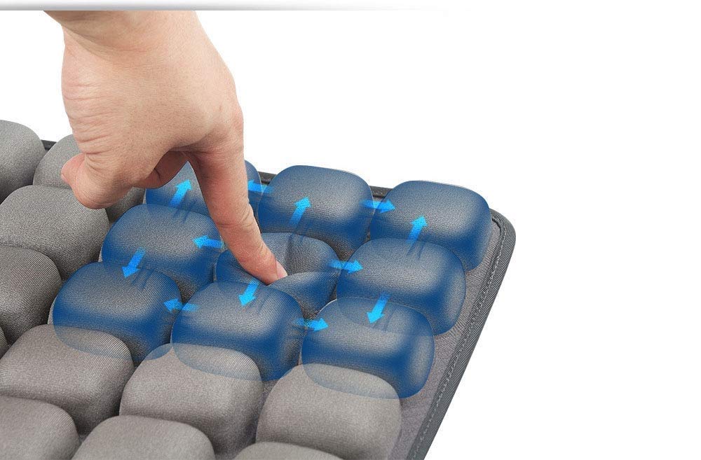 Cojín Inflable de Aire para automóvil, Oficina y Silla de Ruedas - Cojín Inflable antiescaras para ortopedia Alivio del Dolor y la presión - 16 "x16,Gray