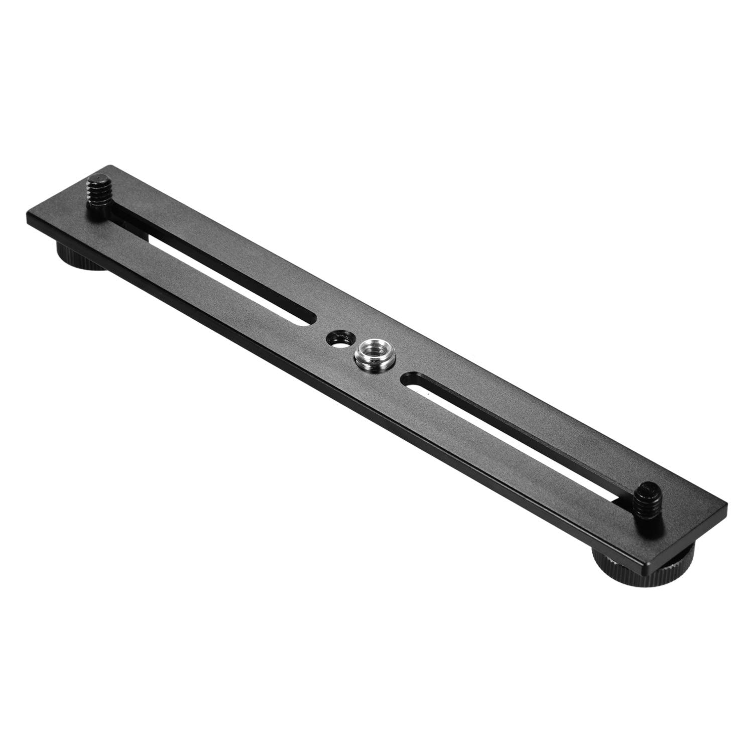 Soporte de cámara dual con barra de extensión y tornillo de 1/4 para flash y DSLR 8