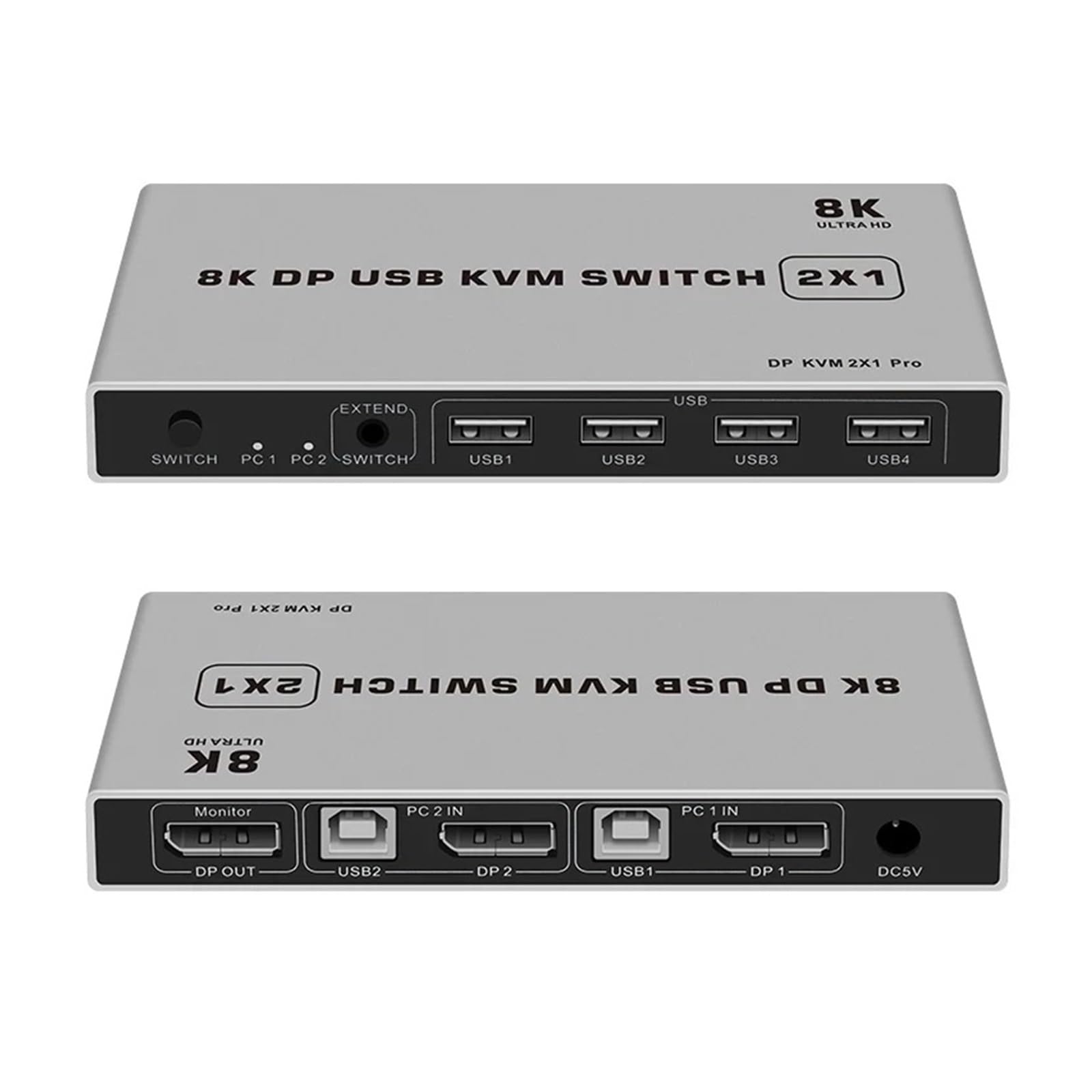 Displayport KVM Switch 2x1 4K 60Hz 8K DP USB 2 in 1 Out for PC Share Mouse Keyboad Monitor with Desktop Controller(8K Version)-image-42
