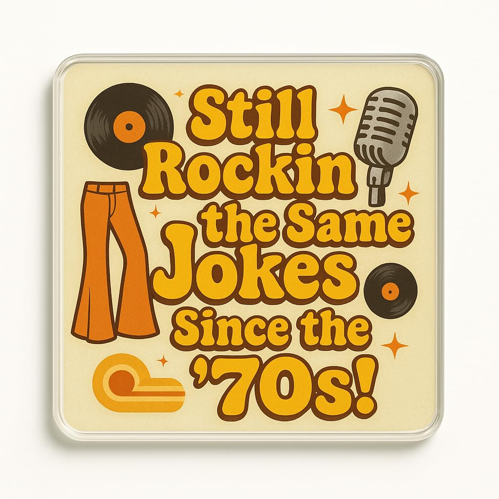 The Plum Penguin Groovy Joke Vibes Funny Acrylic Coaster Gift For Grandad Birthday - Retro 70S Style Humorous Present With Vintage Motifs For Coffee Table