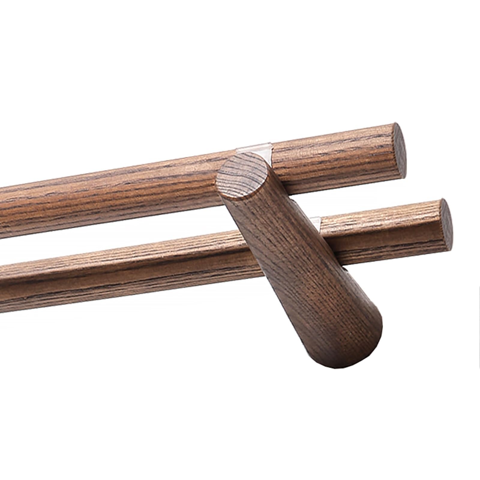 GLDYTVF Walnut Wooden Curtain Rod Set 320CM Solid Wood Drapery Rod for Living Room & Bedroom Roman Style with Bracket& Elegant Home Decor Solution