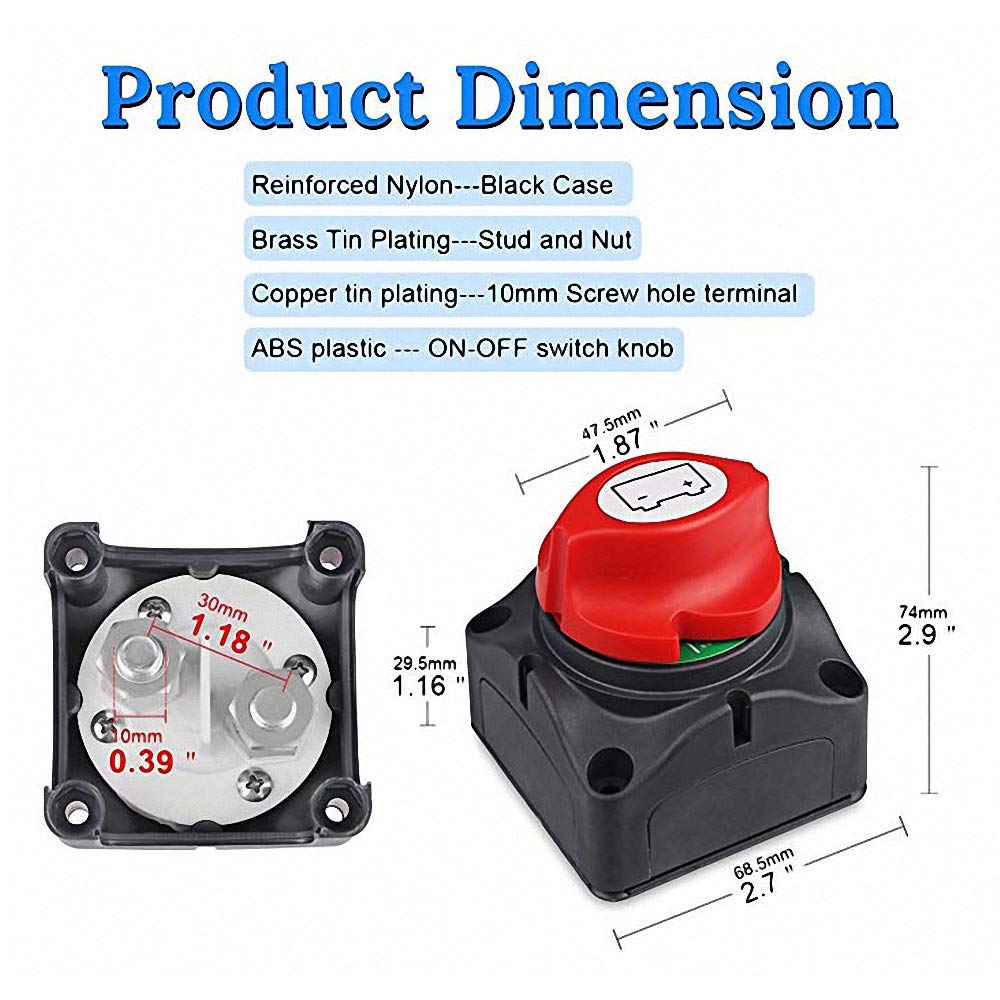 12v Marine Battery Isolation Switch On-Off Heavy Duty Battery Isolator ...