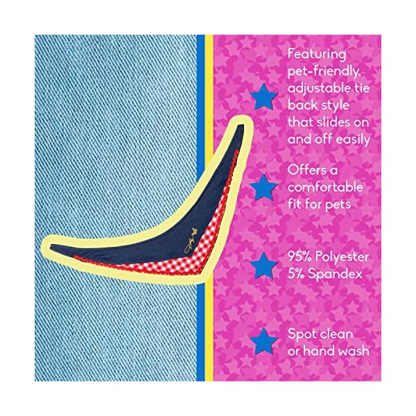 Doggy parton blue printed denim & gingham print bandana for pets, x-small/small (22120719) - image 4