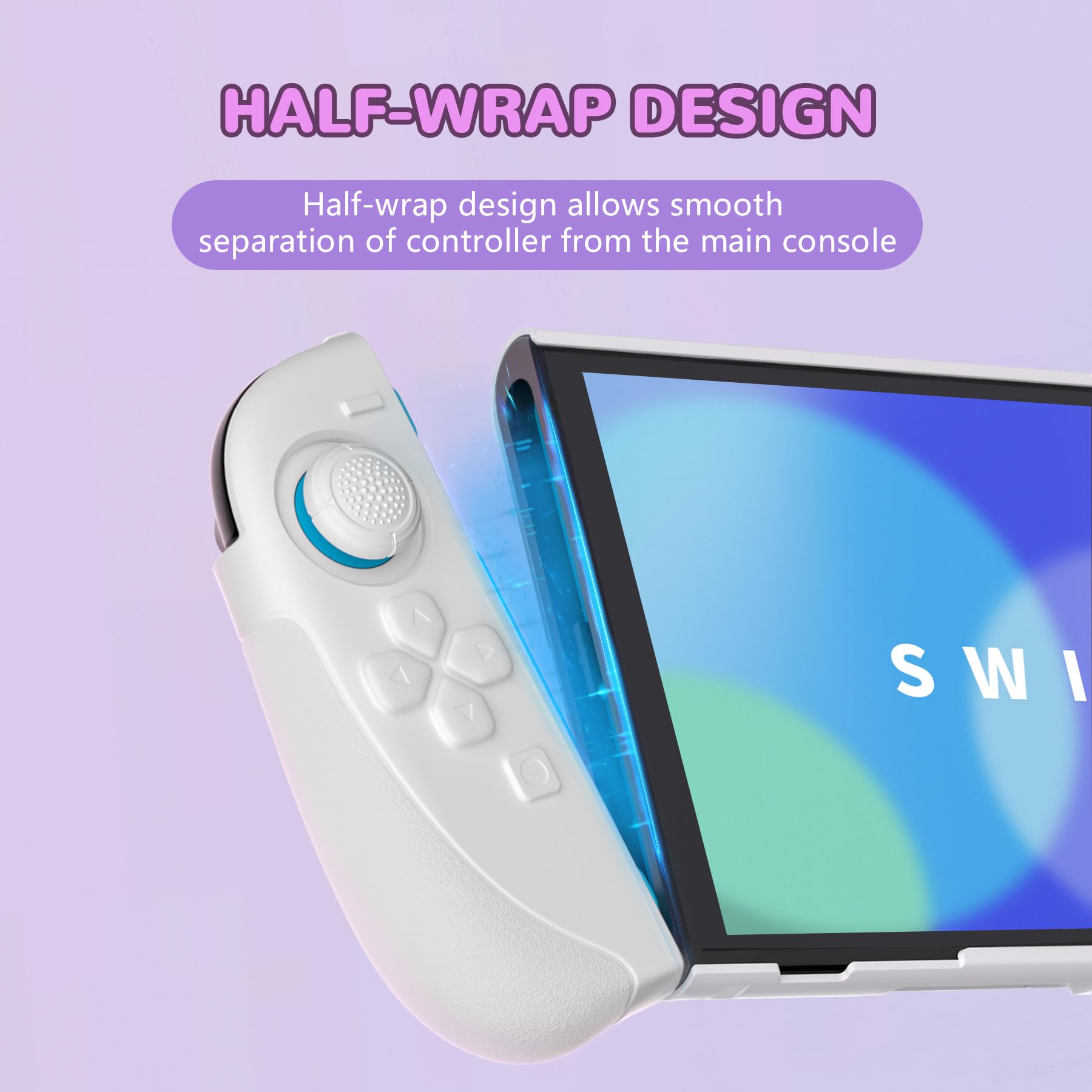 PlayVital Coque pour Nintendo Switch 2 avec Joycon Cover & Capuchon Joysitck & Support pour Switch 2,Housse Étuis Console Rigide Ranger Accessoires Protection-Blanc