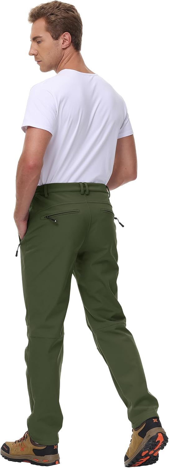 BASUDAM Men's Utility Work Pants Snow Waterproof Softshell Winter Fleece Lined Insulated Outdoor Mountain - Image 2