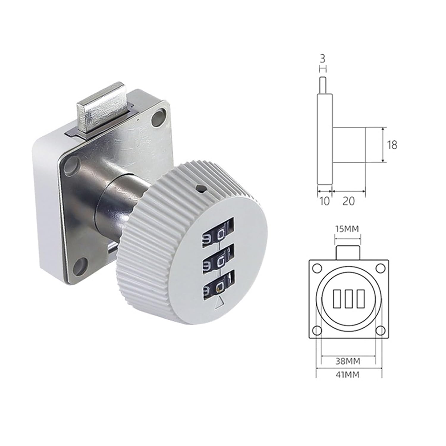 Zinc Alloy Drawer Code Lock 3 Digit Combination Password Keyless Drawer Cam Lock Cabinet Box Wardrobe Furniture Hardware 1Pcs(B)