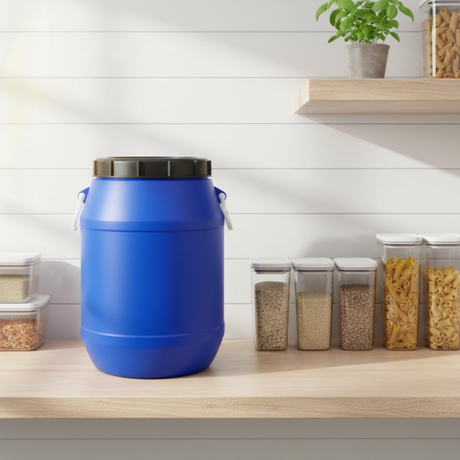 rockible 25 L Contenitore Alimentare Sigillato Multifunzione Contenitore Alimentare Facile da Pulire Bidone HDPE per Fermentazione, Casa, 25 Litri 50 Jin Blu Barile Rotondo Spesso