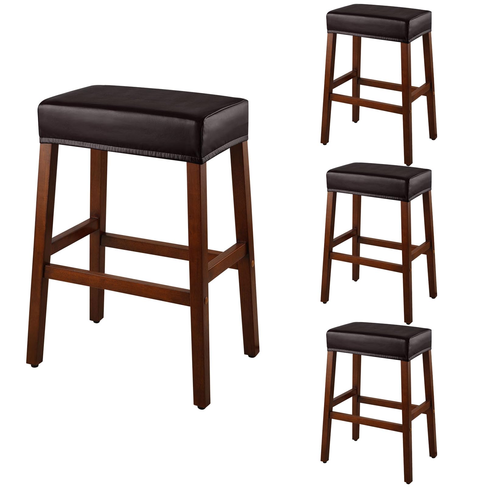 YISUN Stool Covers Rectangle - 4 Pack Stretch Oilproof Waterproof PU High Chair Cover Vanity Stool Cover Pub Counter Bar Stool Covers Saddle Seat Cover with Elastic Bands