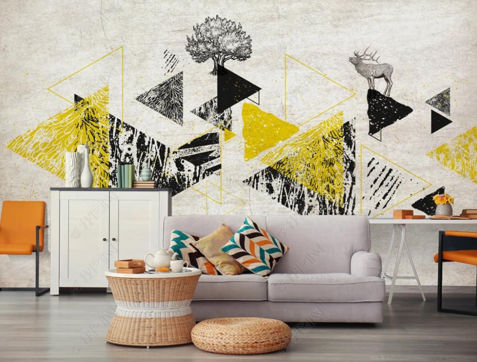 Papier peint intissé triangle pour une ambiance salon moderne et chaleureuse