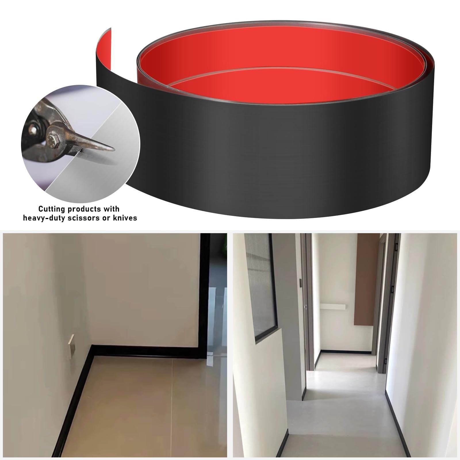 Moldura De Metal, Moldura para Pared Placa Protección Puerta Acero Inoxidable,4"x118",Autoadhesiva,Parte Inferior,Cocina,Gabinete,Negro Cepillado