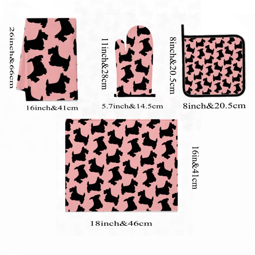 9PCS Rosa Scottie Cucina Decor e Accessori Set