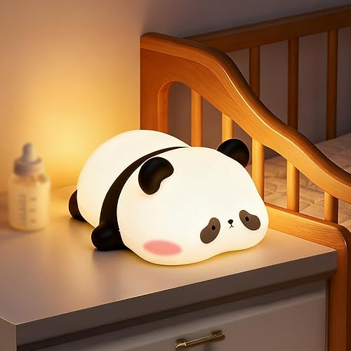 Veilleuse Panda Led RéGlable,Lampe De Nuit Tactile En Silicome Doux