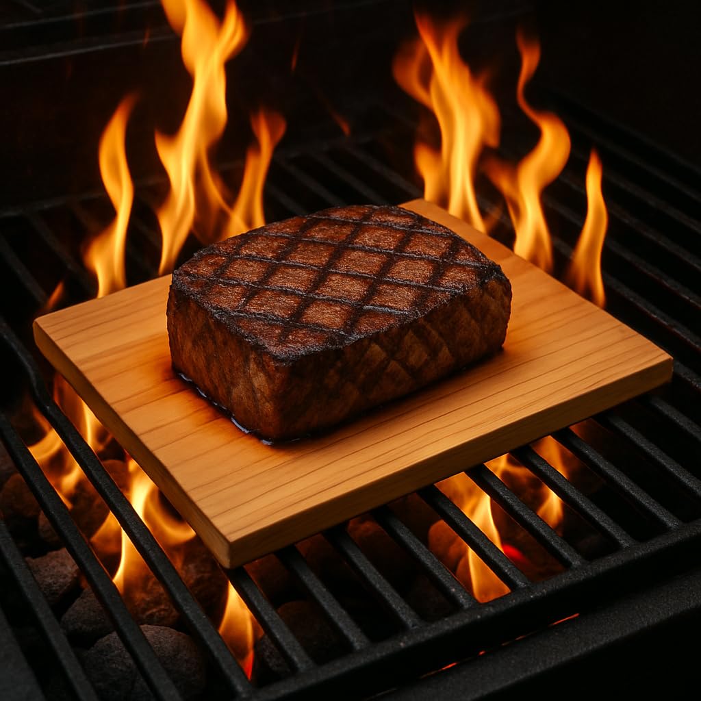 Zedernholzbrett zum Grillen 2er Set - SAADAT Grillbretter, Räucherbretter aus Zedernholz hergestellt aus 100% natürlichem