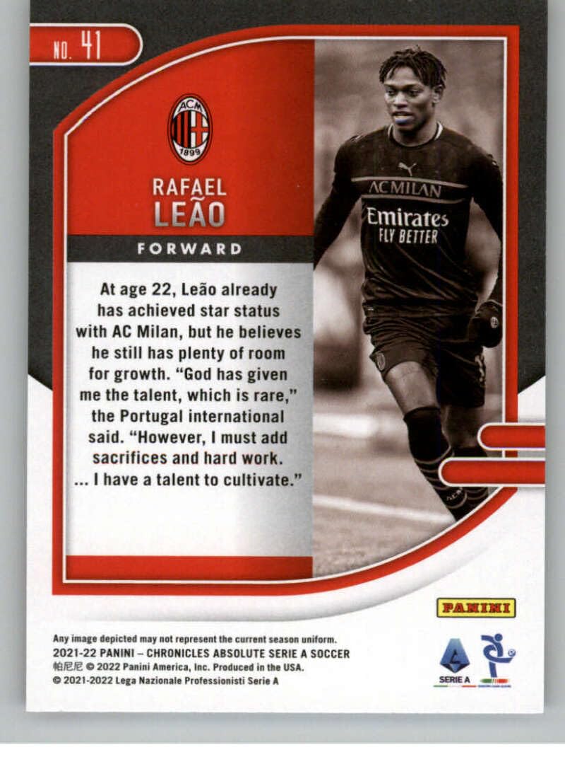 Amazon.com: 2021-22 Panini Chronicles Serie A #41 Rafael Leao AC