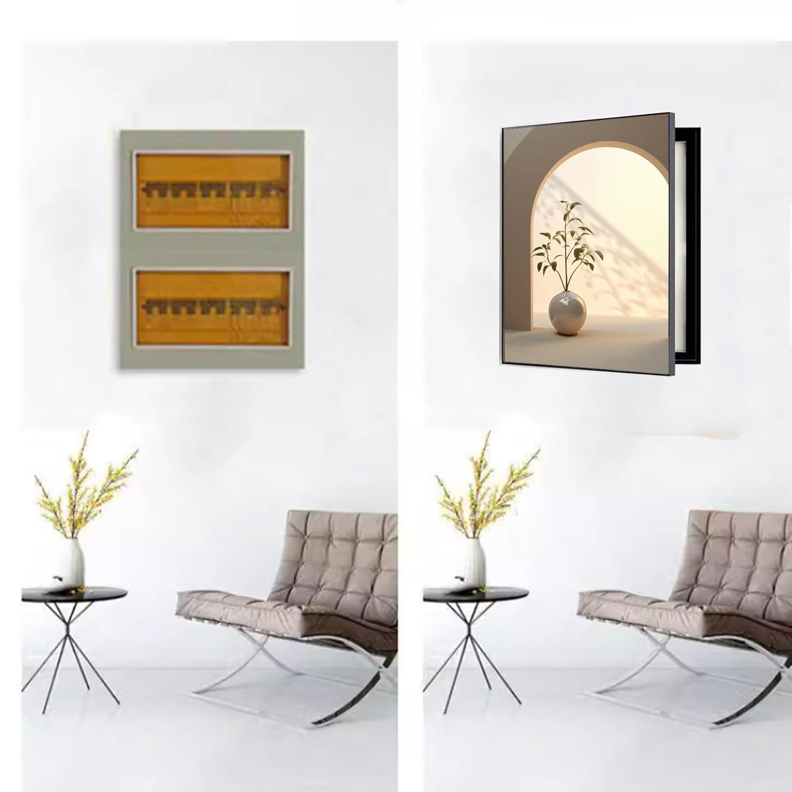 POCHY Decoración de Cubiertas Cuadros Eléctricos, Ocultos Pintura Decorativa Montaje en Pared Caja Fusibles Cubierta del Gabinete(B,50X60CM)