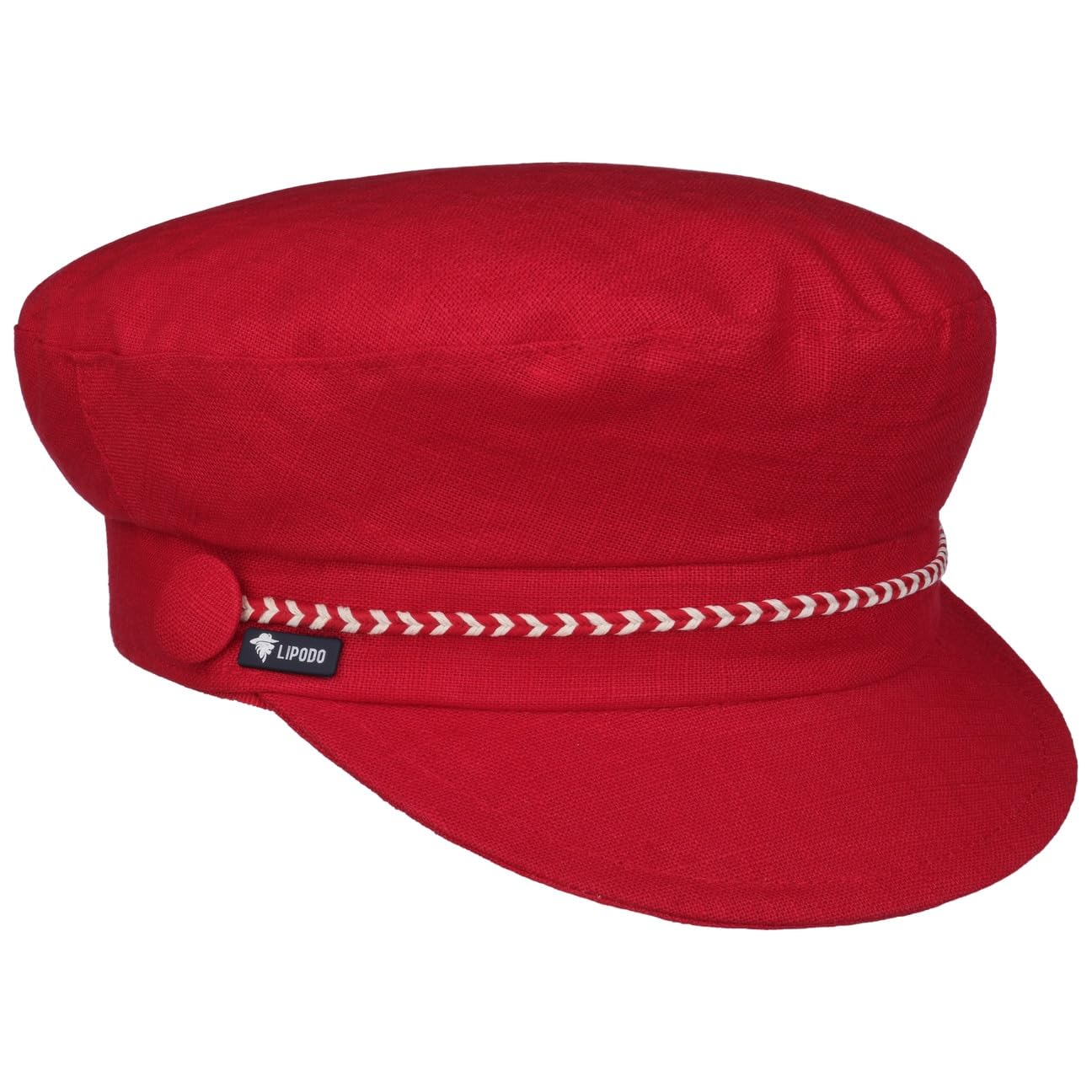 Lipodo Leinen Elbsegler Cap Baker-Boy-Mütze Maritime-Style Linen Made in Italy Women Summer red One Size