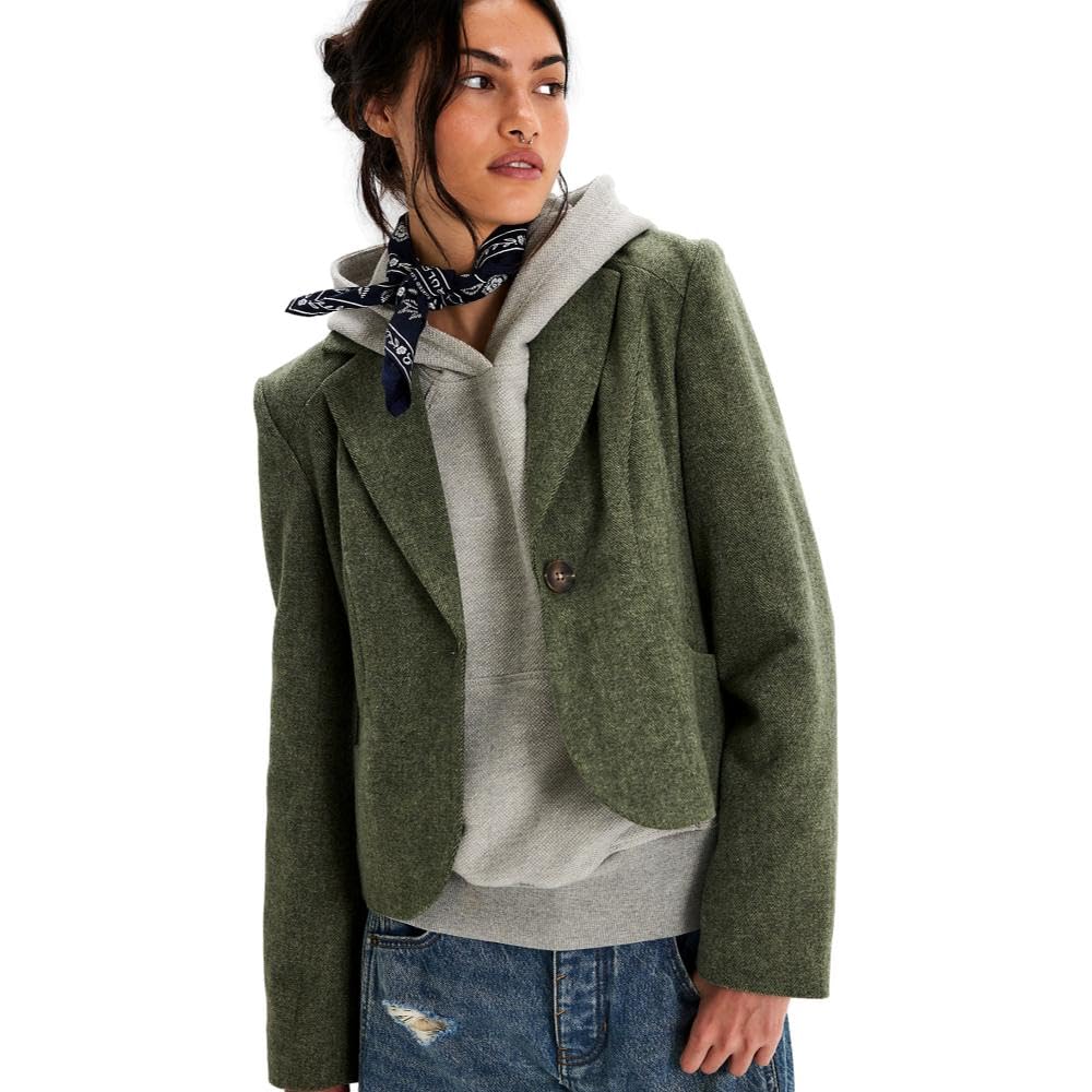 Free People Womens Whip Smart Blazer Forest Green