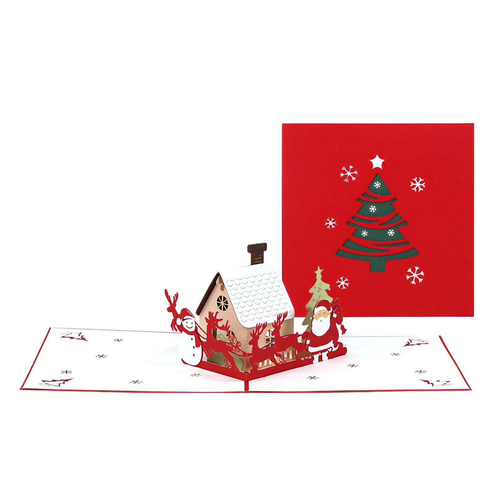 EFARYBALA Merry Christmas Design 3D Pop Up Card with Lights and Music, Greeting Card with Envelope and Thank You Card, Sturdy and Solid Cardstock Christmas Cards for Gift Back