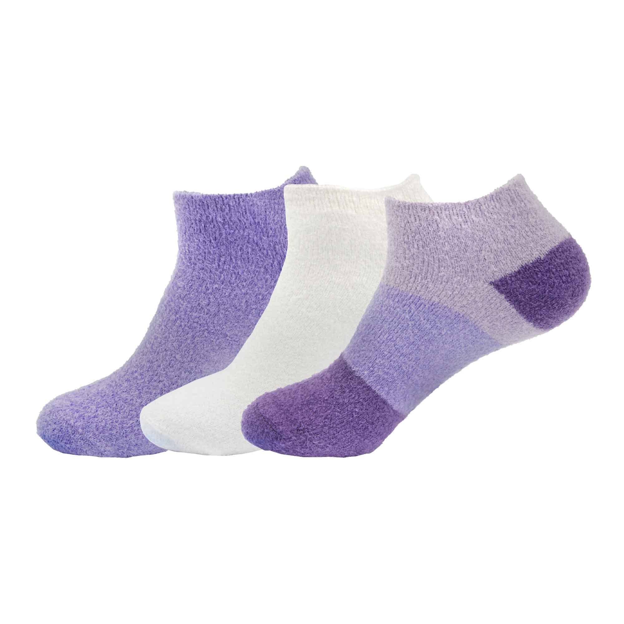 BambooMN Women's Super Soft Aloe Infused Fuzzy Nylon Spa Socks - Size 4-8 - Assortment I - 3 Pairs