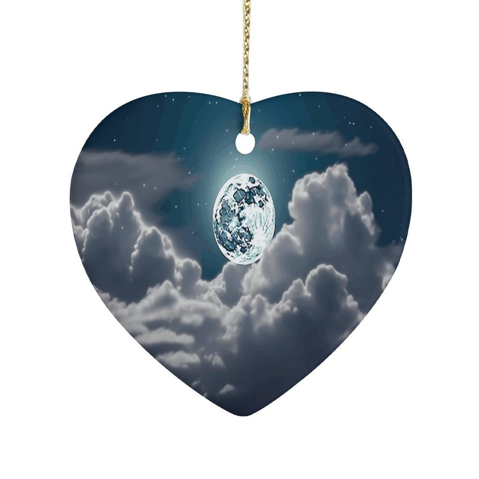Fekiloot Style Night Sky Full Moon Ceramic Ornament Home Decor Keepsake