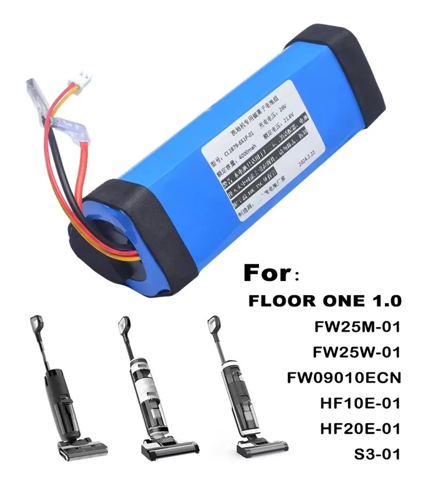 Batteria Ricambio 4000 MAh Per Aspirapolvere Tineco Floor One - Compatibile Con 1.0, FW25M-01, HF10E-01, S3-01 E Altri Modelli