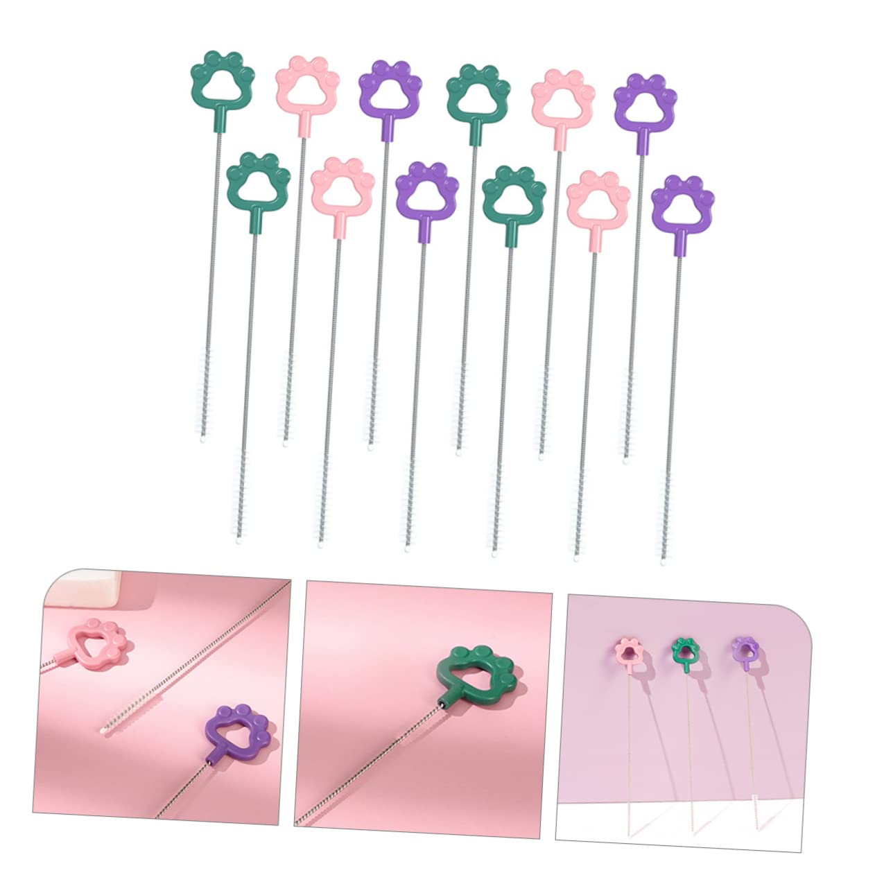 FRCOLOR Juego De 3 Cepillos De Cerdas Flexibles para Limpiar Pajitas Y Tetinas De Biberones Multiusos 12 Unidades X 3