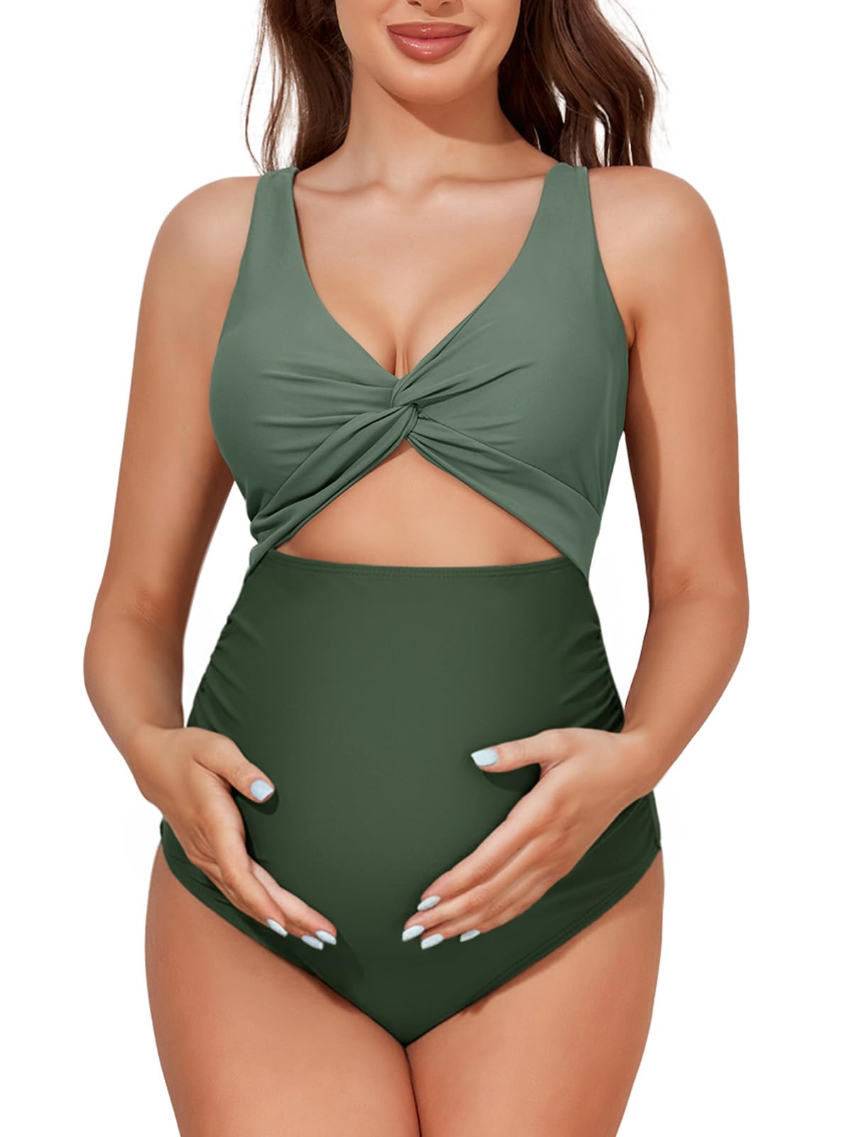 Summer Mae Einteiliger Umstands-Badeanzug mit V-Ausschnitt, Schwangerschafts-Bademode, Monokini, Badeanzug