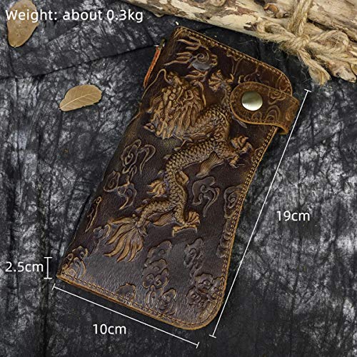 Men's Genuine Leather Long Wallet Chain Wallet Card holder Wallet with Coin Pocket2