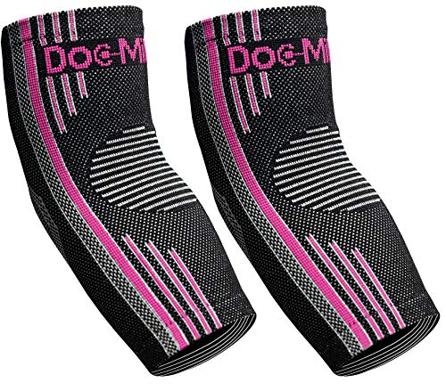 Doc Miller Elbow Compression Sleeve, Elbow Compression For Tendonitis And Elbow Sleeve Improves Circulation And Pain Relief, 1 Pair Medium Pink Elbow Sleeves For Men #TOP16
