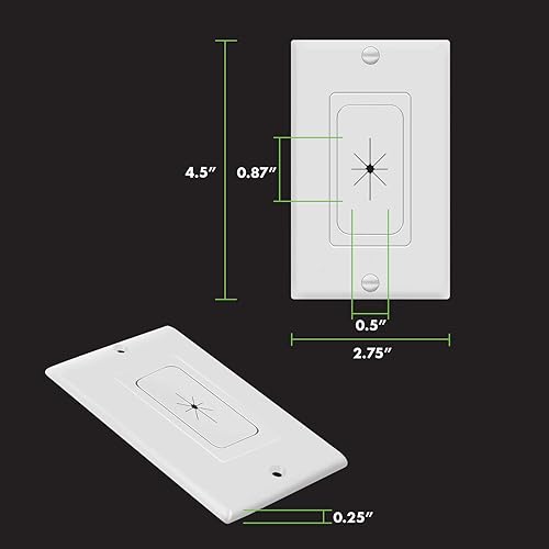 Miniatura 9 de TOPGREENER Inserto de goma flexible con ojales de pared con placa de pared decorativa y soporte de montaje, placa de paso para cables de bajo