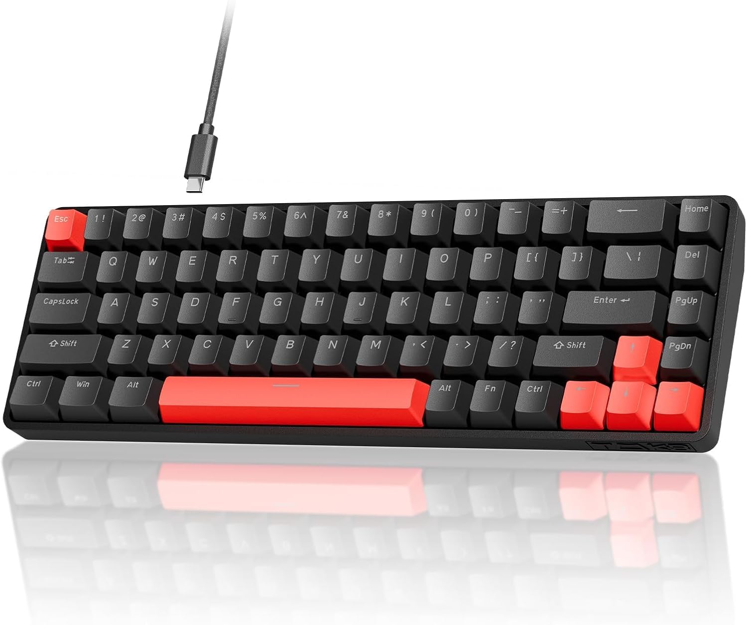 TMKB T68-C HE Rapid Trigger Gaming Keyboard - Hall Effect Magnetic Switches with Adjustable Actuation, 8000 Hz Polling Rate, 60% Hot-Swappable Compact for FPS/RTS Gamers (Black/Red)