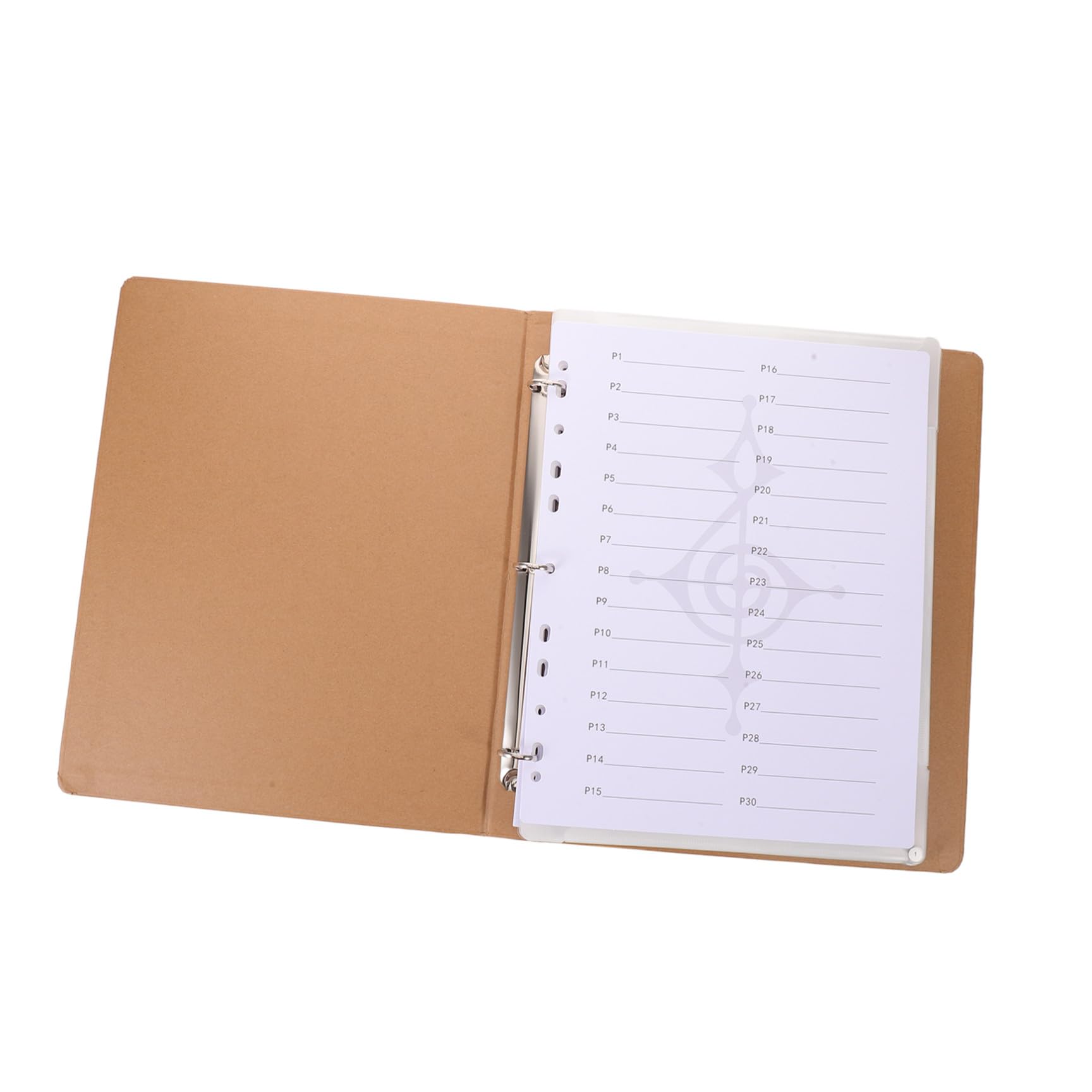 Alasum Carpeta de Partituras de Música de Papel Kraft 9 Agujeros, Soporte para Partituras de Guitarra y Piano, Incluye 20 Hojas Numeradas para Organización en Conciertos y Ensayos