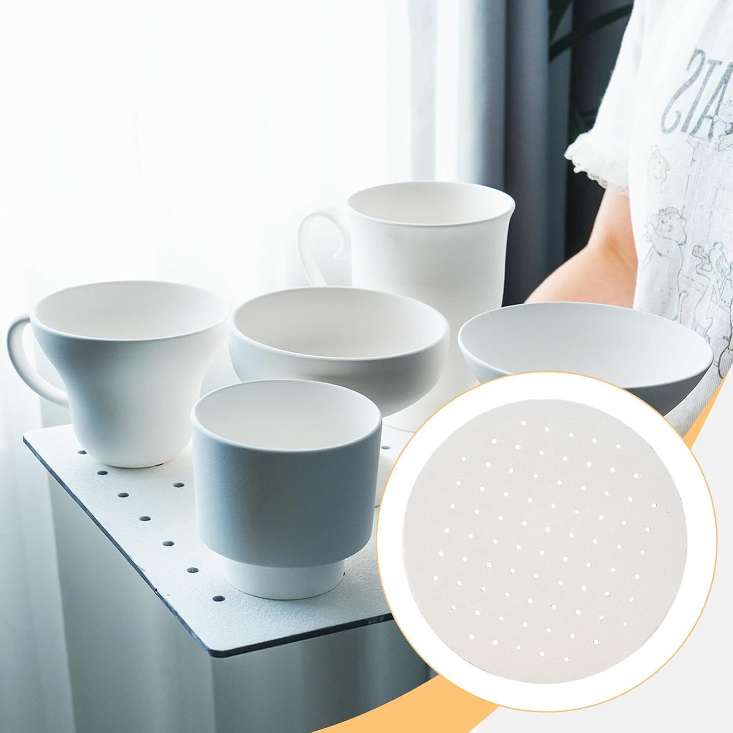 Thin Kiln Shelf Plate with Heat Vents High Temperature for Stable Firing, Ceramic Firing Plate, Circular