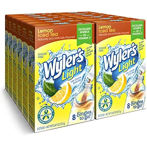 Wyler's Light Singles To Go Powder Packets, Water Drink Mix, Lemon Iced Tea, 96 Single Servings (Pack of 12) Cover