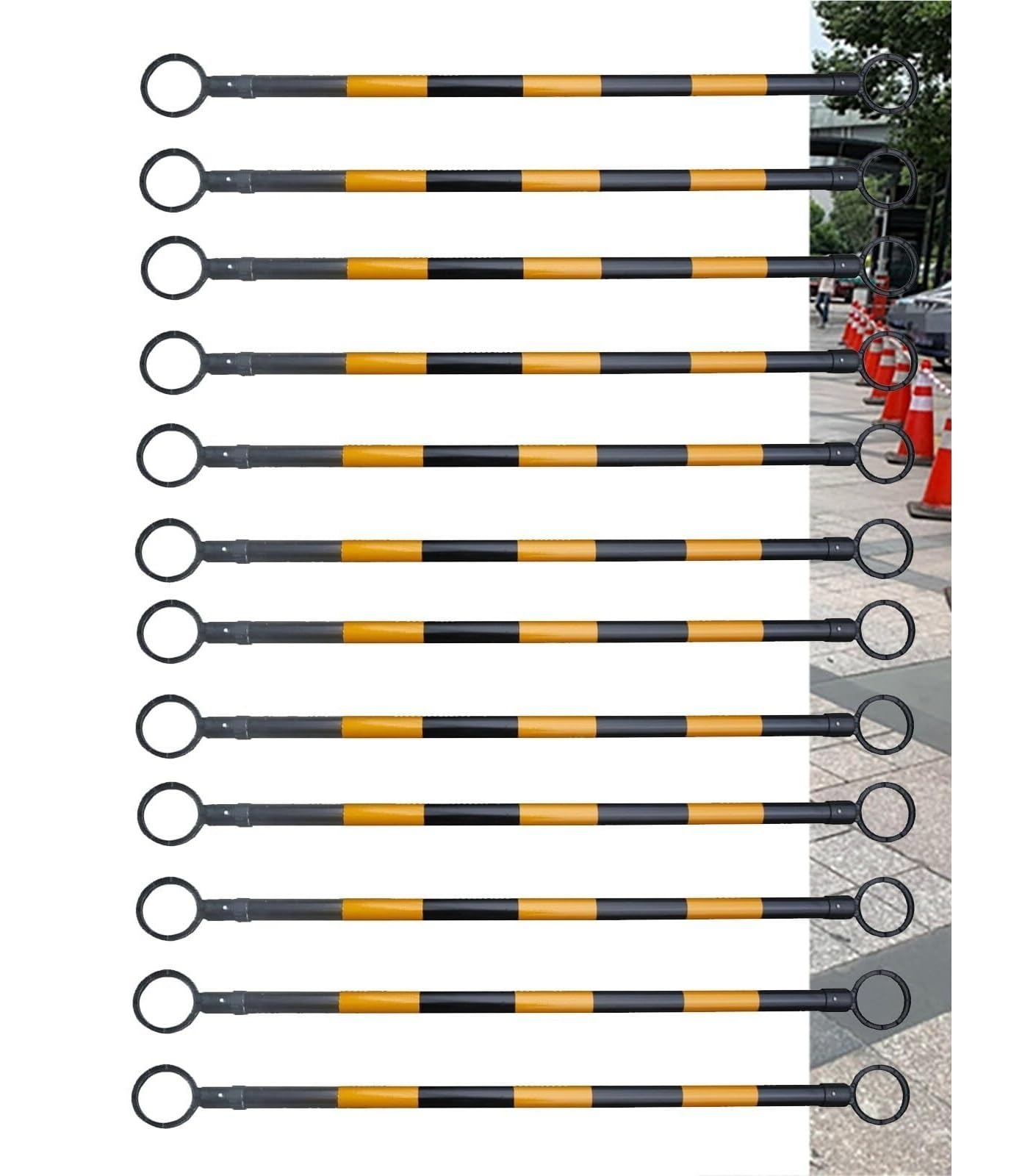 12 szt. rozsuwanych pachołków drogowych o długości 6,56 stopy – rozsuwane, lekkie bariery z PVC do robót drogowych i budowlanych(Yellow and Black)