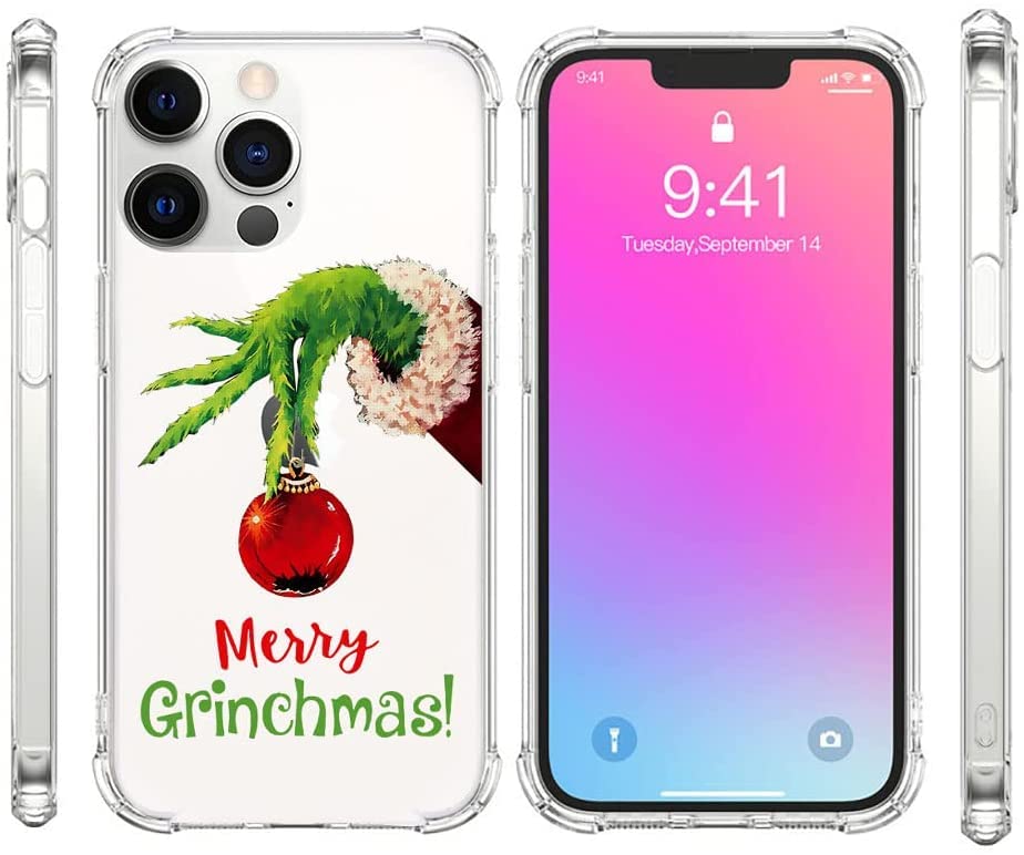 SAIJING Merry Grinchmas Aesthetic Pattern Phone Case Compatible with iPhone 13, Slim Fit Shockproof Drop Full Body Protection Case Cover for iPhone 13(2021) 6.1” (Merry Grinchmas, 13(6.1'))