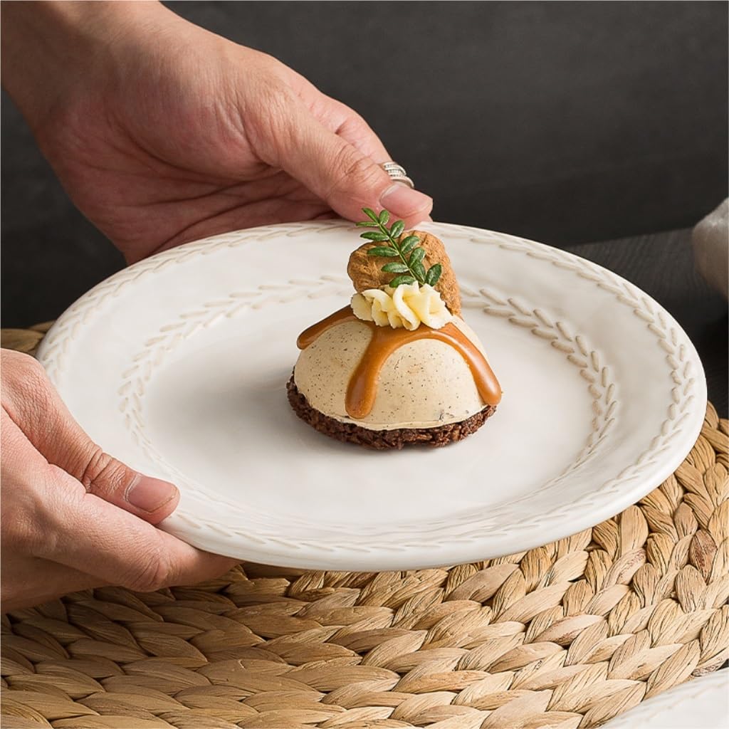 GUERNSEY Bandeja de Frutas Plato Plano Creativo For Carne Doméstica, Plato De Cerámica For Restaurante, Plato De Color Retro Bajo Esmaltado Plato de Frutas