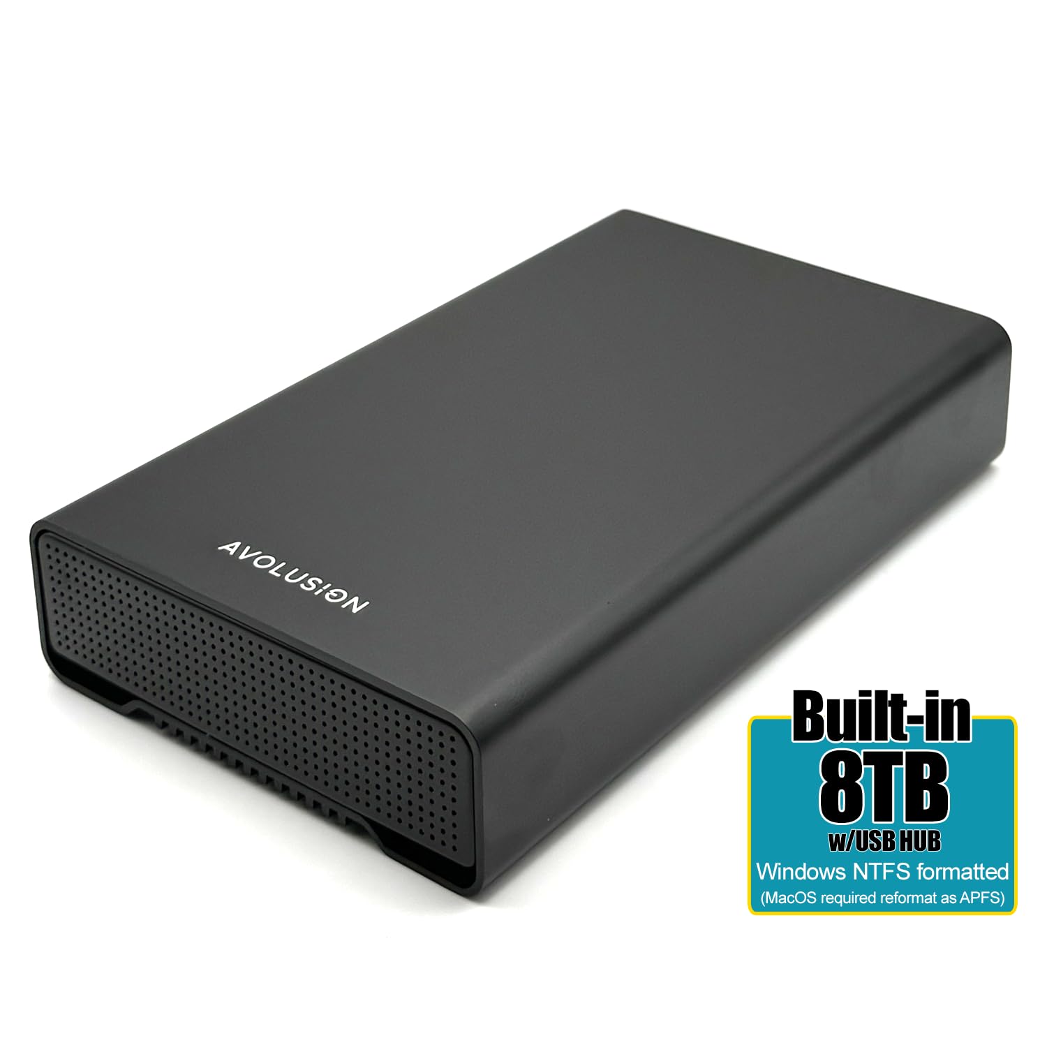 Avolusion PRO-G1 Series USB 3.2 Gen 2 (10Gbps) USB-C External Hard Drive with USB Hub for Windows or MacOS Desktop PC / Laptop (Black) (8TB) (Renewed)