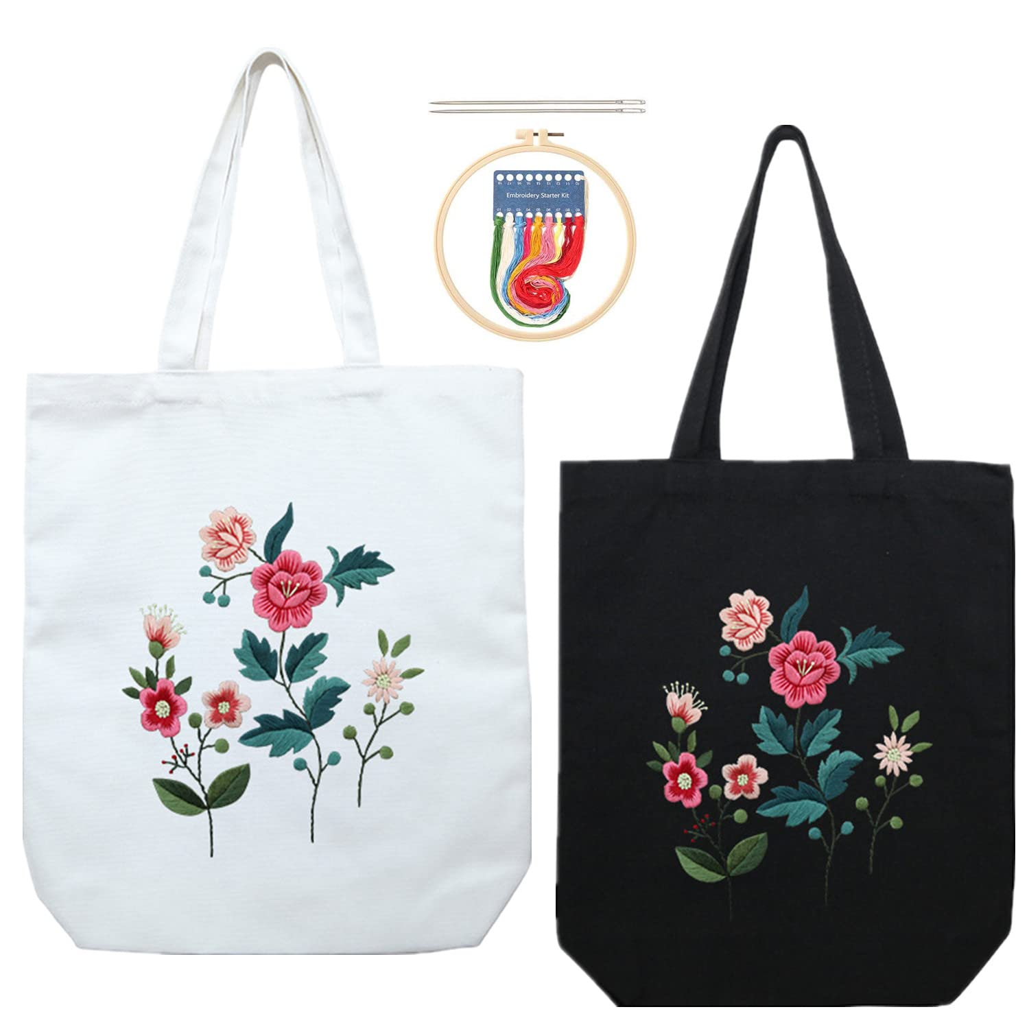 Amazon | 刺繍キット 初心者 セット 花 刺しゅう キャンバストート 