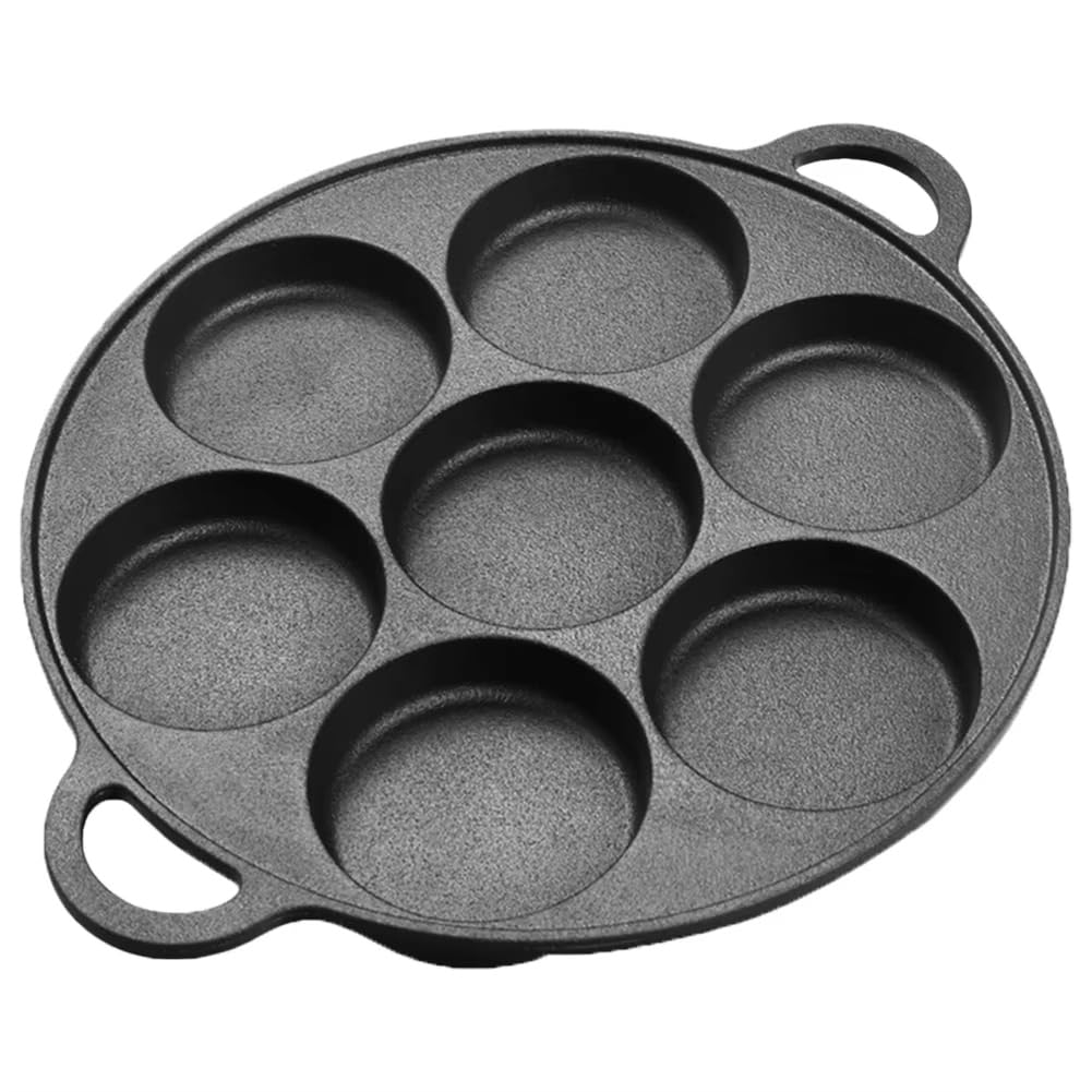 Bloepum 7 Hole Egg Pancake Steak Pan Cast Iron Non-Stick Kitchen Cooking Ham Pan Breakfast Maker Cookware Omelet Pancake