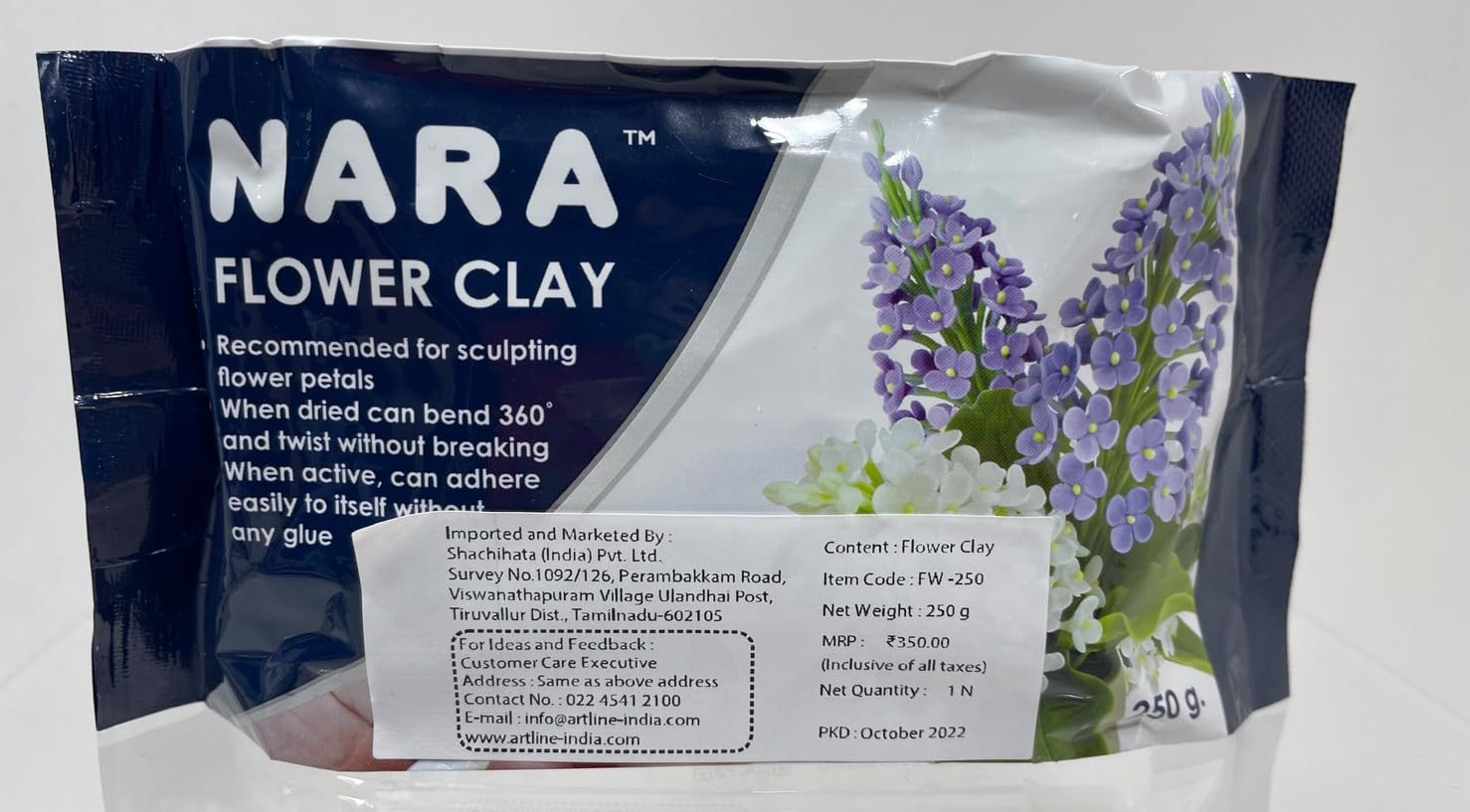 Artline Nara Solid White Flower Clay in 250 Grams | Water Based and Air Drying Modeling Material | Perfect for Making Flowers