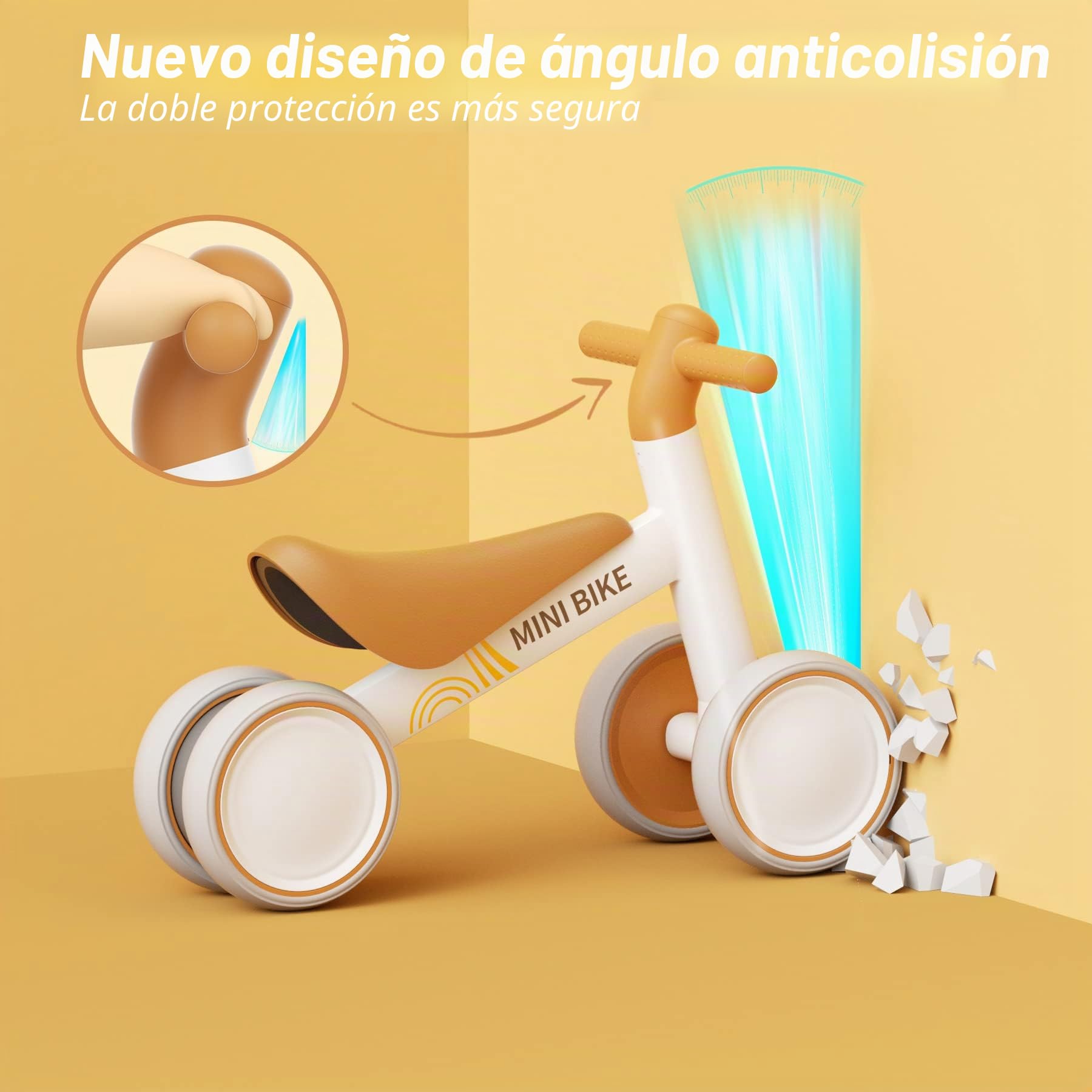 KORIMEFA Bicicleta de Equilibrio para pequeños de 1-2 años, Bicicleta sin Pedales con 4 Ruedas de Juguete para bebés de 10-24 Meses, Primera Bicicleta para niños y niñas como Regalo Cumpleaños