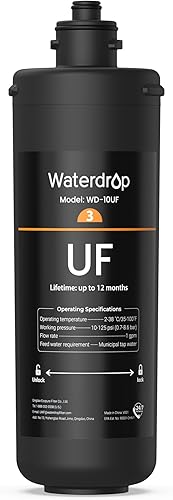 Miniatura 14 de Waterdrop WD-10CM debajo del filtro de agua del fregadero, reemplazo TSB-CM sistema de filtro de agua debajo del fregadero de 3 etapas Satén