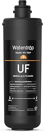 Waterdrop WD-10UF Under Sink Water Filter, Replacement for Waterdrop WD-TSA-UF 3-Stage Ultra-Filtration Under Sink Water Filter System, 12 months, 1 Pack