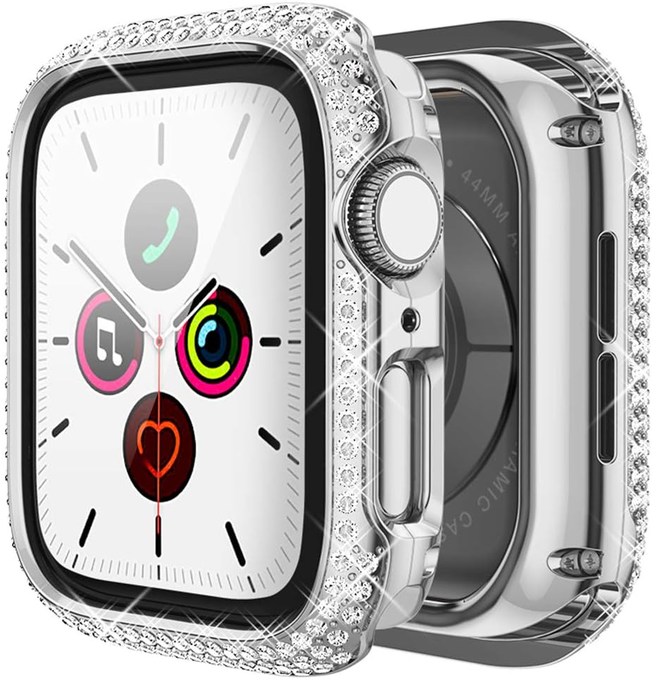 wlooo Glitzer Diamant Hülle für Apple Watch 44mm Series 6/5/4/SE, Bling ...