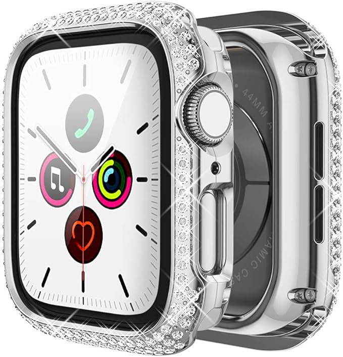 wlooo Glitter Diamond Case voor Apple Watch Series 6/5/4/SE 40mm, Bling  Crystal Shiny Rhinestone Meisjes Vrouwen Cover Roestvrij Metalen  Krasbestendige Beschermhoes voor iWatch Series 6 SE 5 4 (40 mm, Zilver) :  Amazon.nl: Elektronica