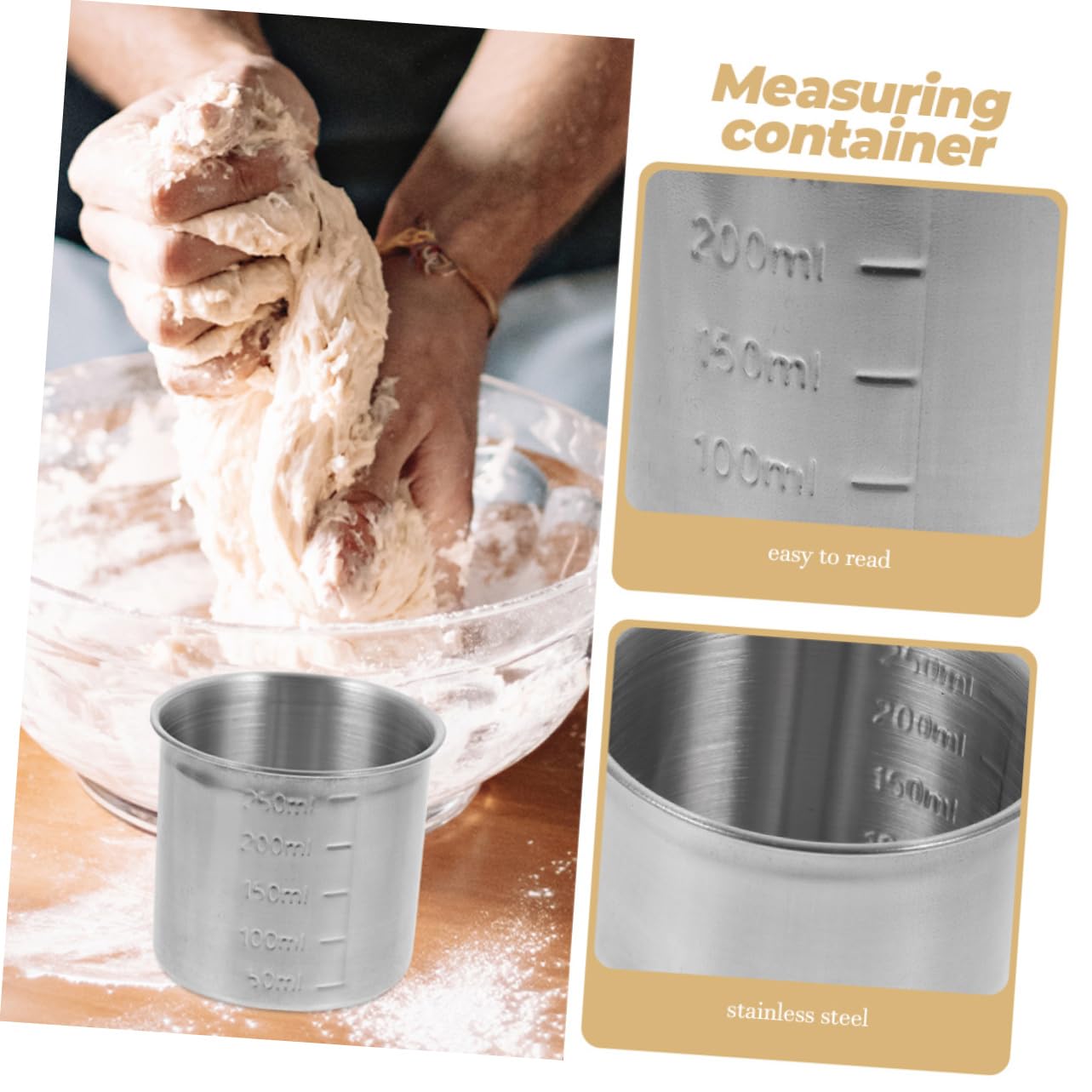 5 Ensembles Tasse À Mesurer Gobelet Doseur Tasses À Mesurer De Cuisson Tasse De Nourriture Sèche Centres De Table De Cuisine Bac À Glace Acier Inoxydable Silver 3 Pièces * 5 Ciieeo