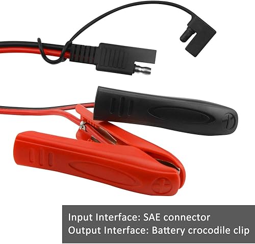 Miniatura 3 de WMYCONGCONG 2 clips de cocodrilo de batería SAE 14AWG 3.28 pies, clips de cocodrilo de 12 V con cables para piezas de rociador, bomba rociadora,